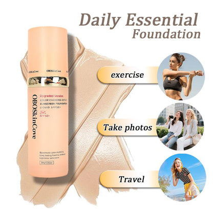 4-In-1 Foundation Liquid SPF 50+++ Moisturizing Even Skin Toning Color Medium Spectrum Hydrating Medium Full Coverage Concealer Waterproof for Gym Sports Dancing