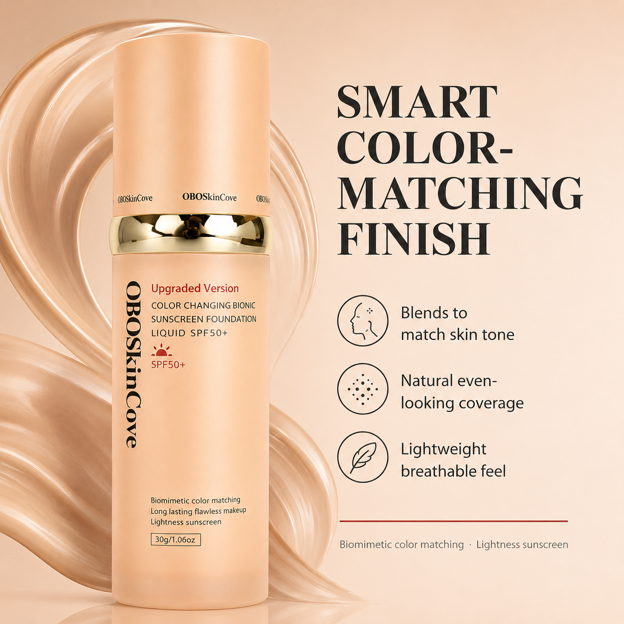 4-In-1 SPF50+++ Foundation, Waterproof Full Coverage Concealer, Moisturizing Evens Skin Tone, Hydrating Medium Shade for Sports & Daily Use