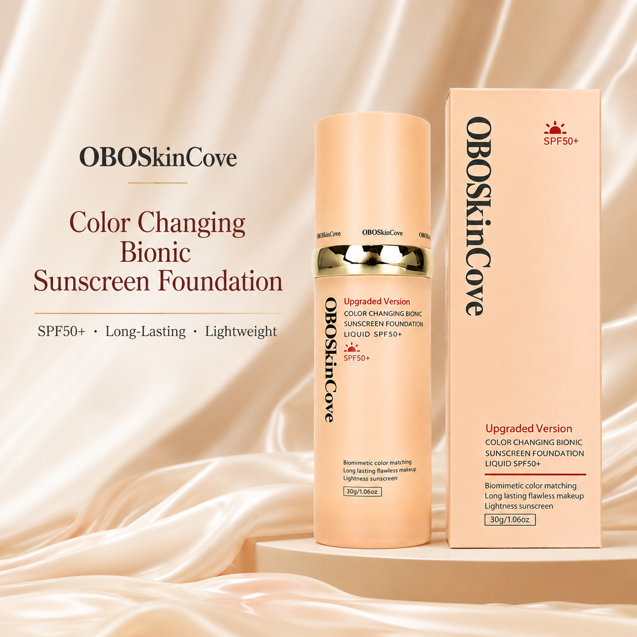 4-In-1 SPF50+++ Foundation, Waterproof Full Coverage Concealer, Moisturizing Evens Skin Tone, Hydrating Medium Shade for Sports & Daily Use