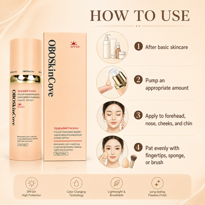 4-In-1 SPF50+++ Foundation, Waterproof Full Coverage Concealer, Moisturizing Evens Skin Tone, Hydrating Medium Shade for Sports & Daily Use